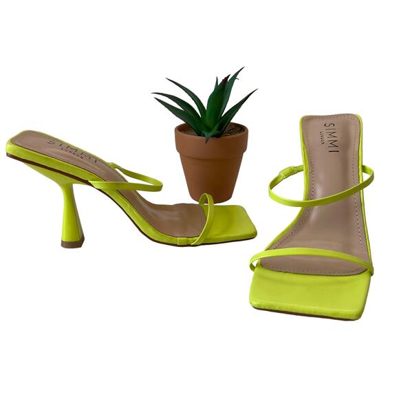 SIMMI Strappy Heeled Sandals Womens Shoes Sz 5 Flourescent  Spool Heel Festival - Picture 1 of 11